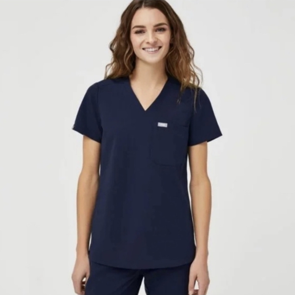 VGUC Figs Catarina One Pocket Women's Scrub Top Navy Blue Size M